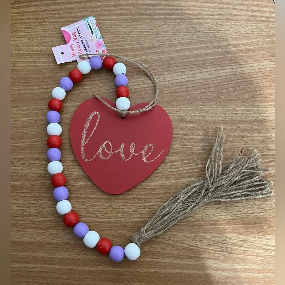 Valentines beaded hanging decor